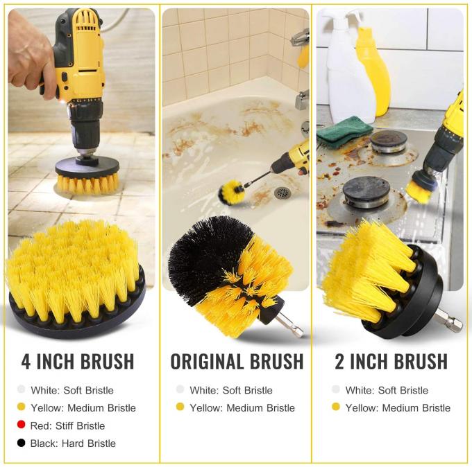 3 Pack Medium Yellow Drill Scrubber Brush PP Material For Bathroom 0