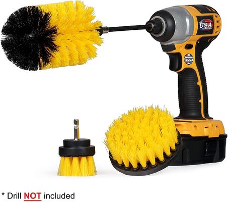 Yellow Power Scrubber Drill Brush 3 Piece Kit For Cleaning