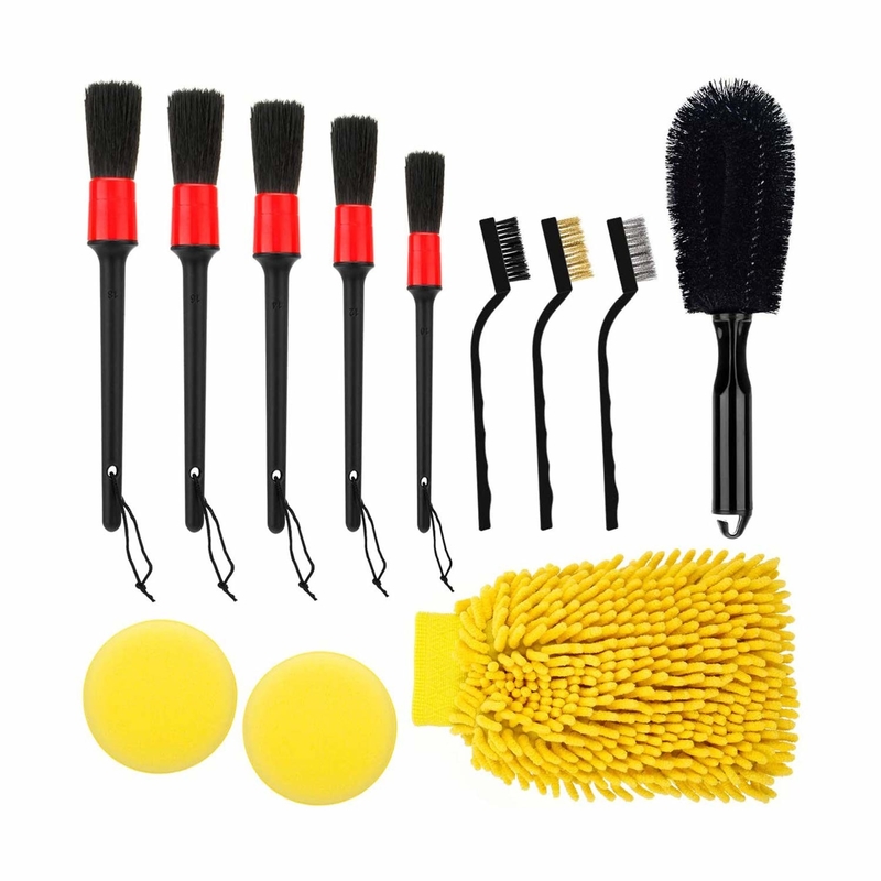 12 Pieces Car Cleaning Brush Set Includes Car Wash Mitt Rim Brush
