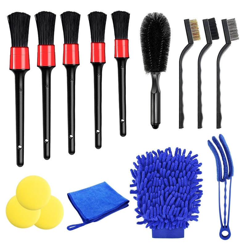 15 Pieces Car Cleaning Brushes Microfibre Cloths For Tyres And Car Windows