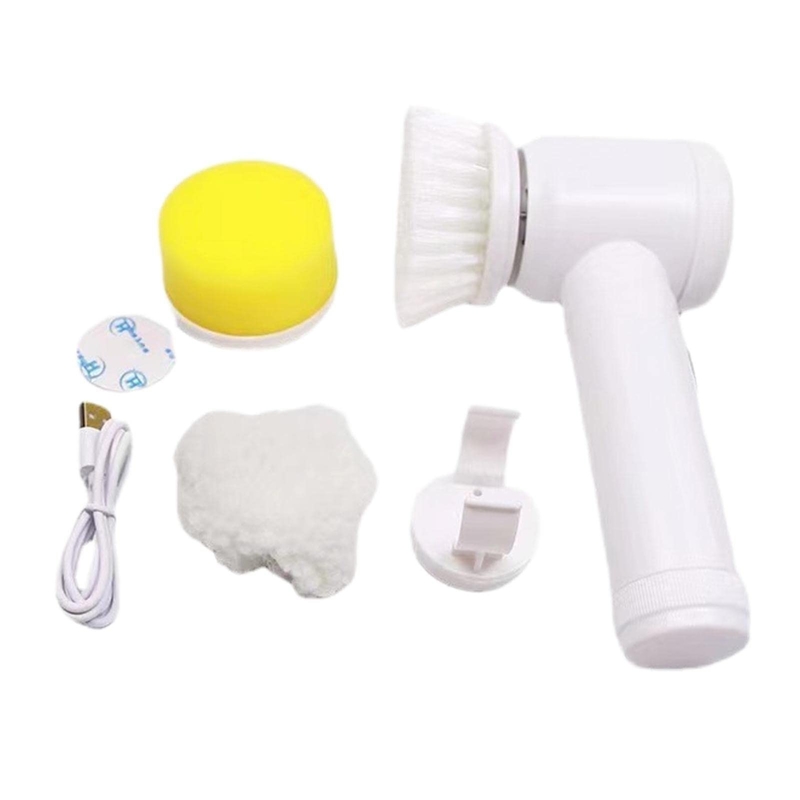 5 In 1 Multifunctional Cleaning Brush  With 3 Replacement Brush Heads
