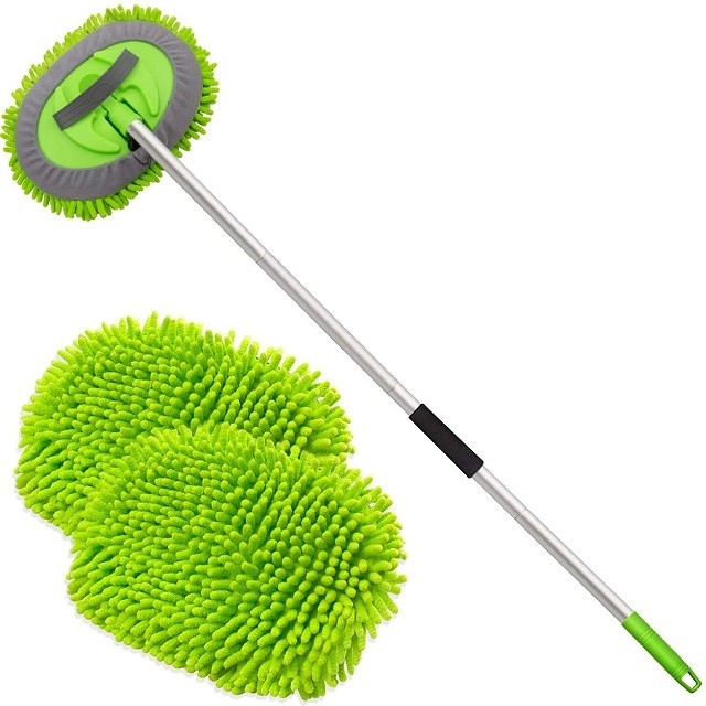 62" Microfiber Car Wash Brush Mop With Long Handle And Replacement