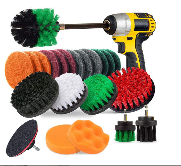 28 Piece Drill Brush Attachment Drill Scrubber Brush Drifferent Size and Hardness Premium Scrub Pads