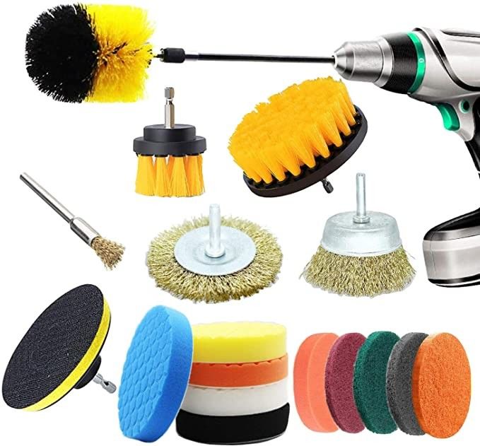 18 Sets Drill Sponge Scrub Brush 320g For Powerful Cleaning 20mm Filament Height