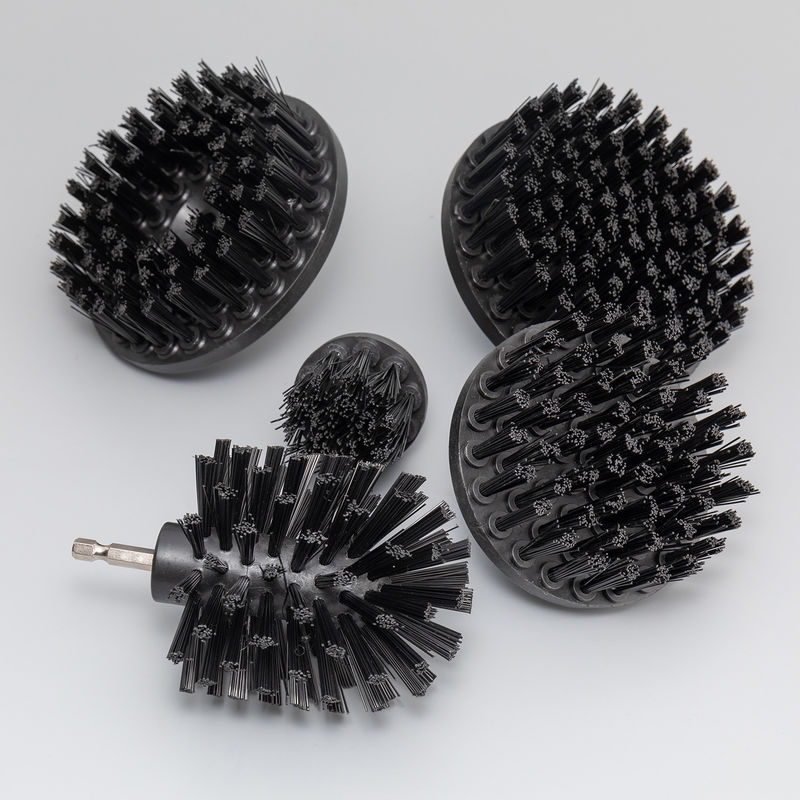 Black color Nylon Scrubber Drill Attachment Drill Scrubber Brush Black Hard Bristles