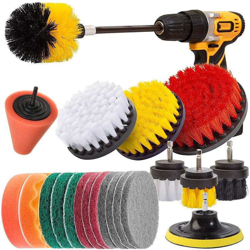 22 Pieces Power Drill Brush Attachment with Polishing Attachment Cordless Screwdriver for Car
