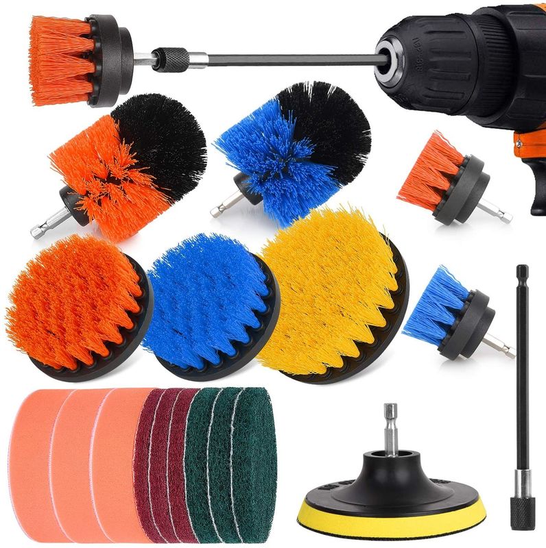 buy 18 pieces brush attachment drill, rim brush set, power drill cleaning brush online manufacturer