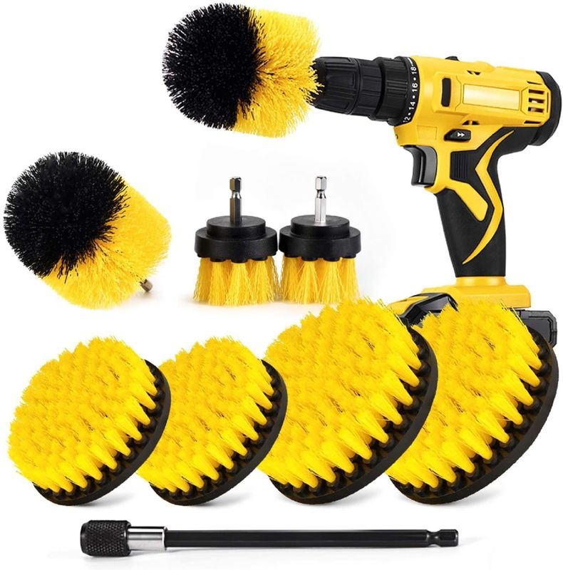 Power Drill Brush Attachment Set Power Cleaning Scrub Brush All Purpose with Extend Long Attachment for Bathroom