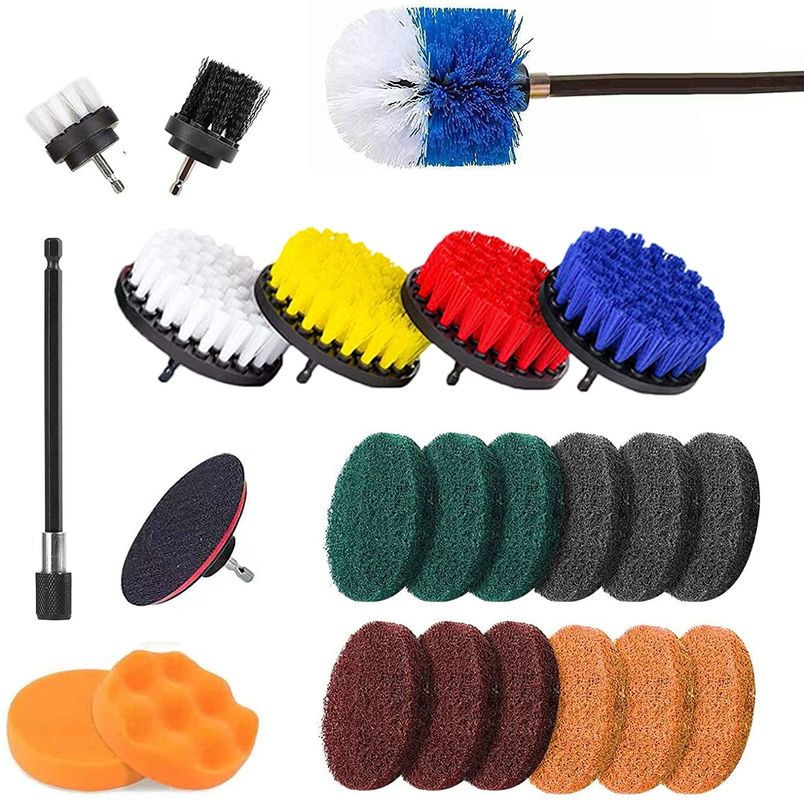 23 Piece Drill Brush Attachment Kit Power Scrubber Drill Brushes for Cleaning