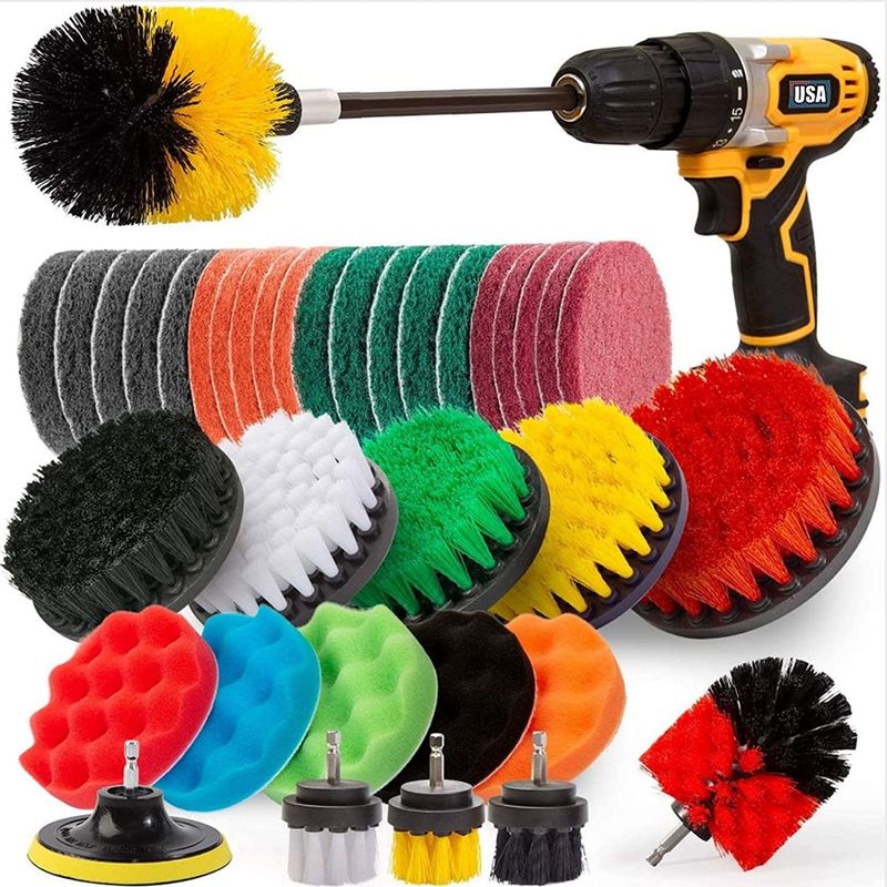 buy 37 pieces brush attachment drill set, power scrubber drill brush kit online manufacturer