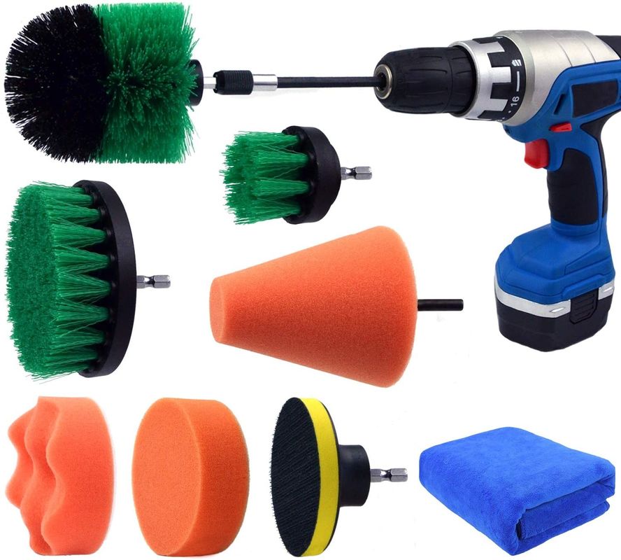 buy 15cm Cordless Drill Brush Cleaning Set 9pcs For Car Seats Medium Stiff online manufacturer