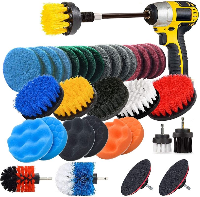 buy 37pcs ROHS Drill Cleaning Brush Set Scrub Pads With Extend Long Attachment online manufacturer