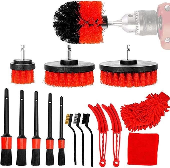 Car Cleaning Brushes Set Includes 5 Soft Premium Detail Brush Auto Wheel Brush Kit