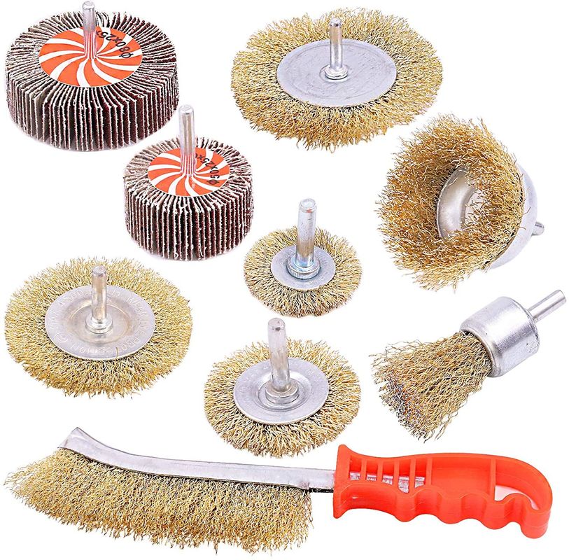 buy Brass Coated Wire Wheel Brush 9pcs Brass Plating Filament online manufacturer