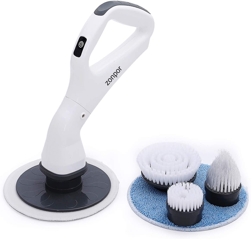 Rechargeable Cordless Electric Spin Scrubber With 4 Replaceable Brush Heads