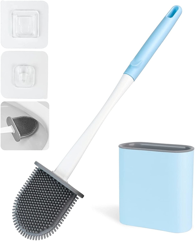 TPR Silicone Toilet Brush Set With Holder Wall Mounting Bathroom Use