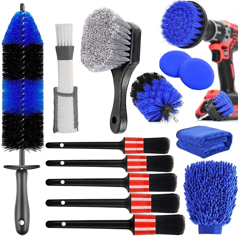 buy 15pcs Car Cleaning Brush Set With Detailing Long Rim Microfibre online manufacturer