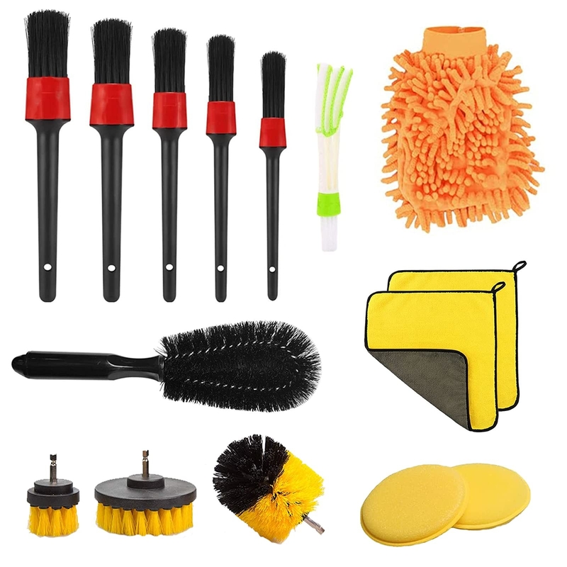Electric Microfiber Car Cleaning Brush Set 15 Pieces For Car Care Detail