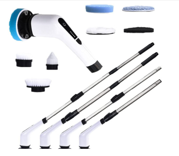 7 In Electric Spin Scrubber Handheld Power Drill Brush Set For Cleaning Bathtub