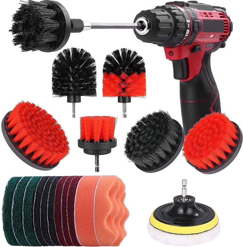21 Piece Drill Cleaning Brush Attachment Set For Joints , Tiles , Sinks , Floors