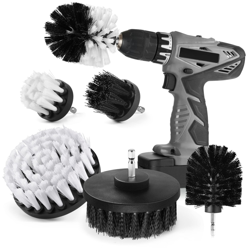 6 Piece Power Scrubber Drill Brush Attachment Set For Bathroom Cleaning