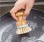 3.9in Kitchen Scrub Brush Bamboo Dish Scrubber Brush 2inch Long Bristles 150g With Wood Handle