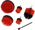 1/4in Drive Nylon Scrubber Brush Set 5pc With 1pc Extension Red Stiff Bristle