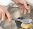 3 Inch Bristle Dish Scrub Brush Bamboo Handle For Pans