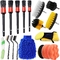 20 Pcs Car Detailing Brushes Kit With Boar 1/4'' Drill Brushes Sponge Pad Wash